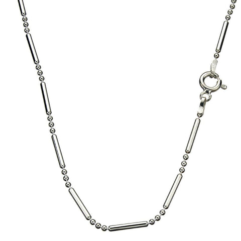 Sterling Silver Bead Bar Ball Chain Necklace Italy
