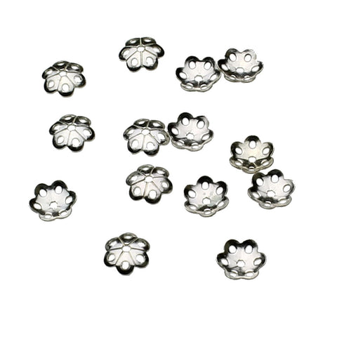 Sterling Silver 6mm Flower Bead Cap With 20 Gauge Hole Italy