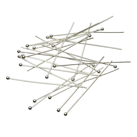 Sterling Silver 24 GA 0.5mm thick Ball Head Pins Italy, 100 pieces