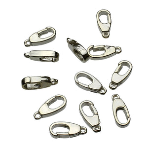 Sterling Silver Fancy Narrow Push 12mm (1/2 Inch) Lobster Claw Clasps Closed Loop Italy