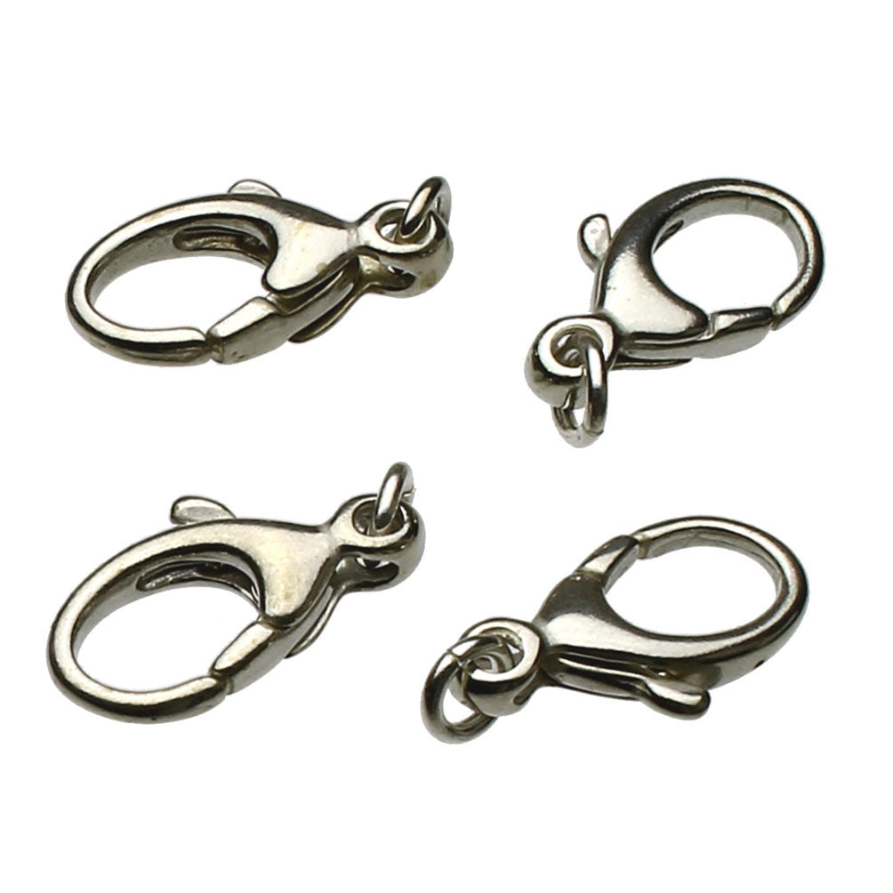 Sterling Silver Fancy Pear Shape 18mm (11/16 Inch) Lobster Claw Clasps Closed Loop Jump Ring Italy