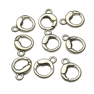 Sterling Silver Fancy Medium Round Push 14mm (9/16 Inch) Lobster Claw Clasps Closed Loop Italy