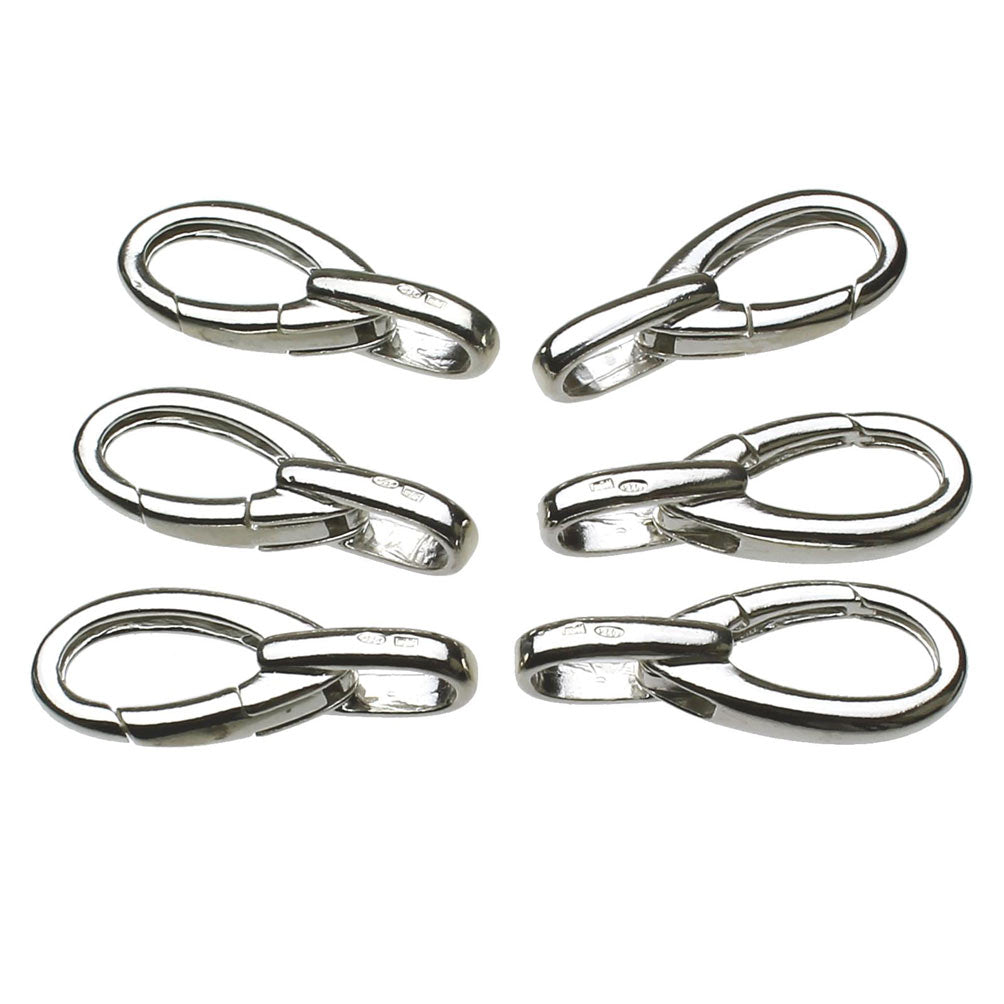 Sterling Silver Fancy Large Long Push 29mm (1-1/8 Inch) Lobster Claw Clasps Closed Loop Italy