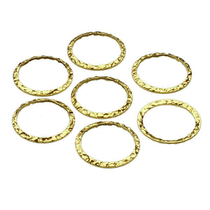 18KT Gold-Flashed Sterling Silver Medium 20mm (13/16 inch) Flat Textured Hammered Ring Circle