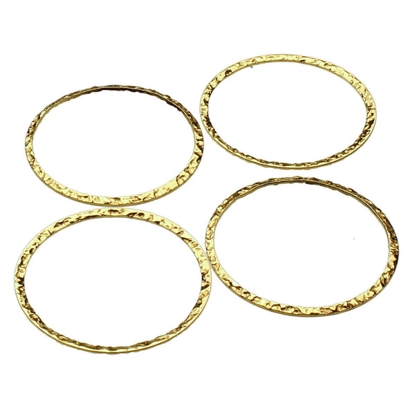 18KT Gold-Flashed Sterling Silver Large 30mm (1-3/16 inch) Flat Textured Hammered Ring Circle