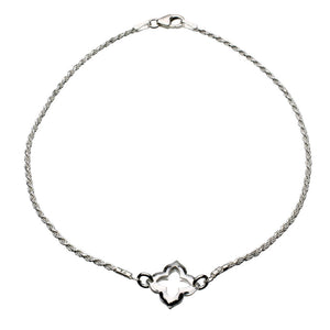 Sterling Silver Clover 1.5mm Diamond-Cut Rope Nickel Free Chain Anklet Italy