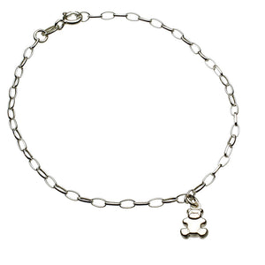 Sterling Silver Bear Charm Bracelet anklet Italy, 7.5 inches