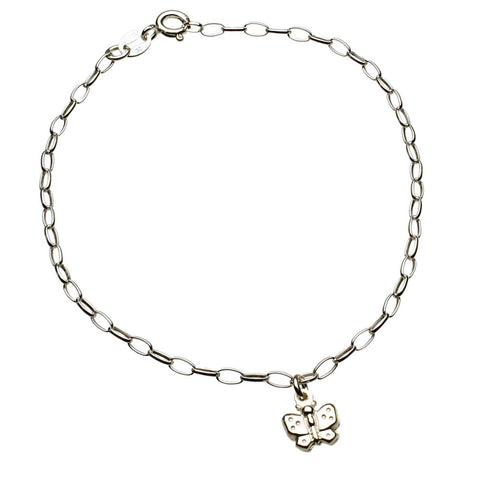 Sterling Silver Butterfly Charm Bracelet Italy Anklet 