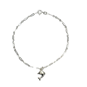 Sterling Silver Dolphin Charm Bracelet Anklet Italy