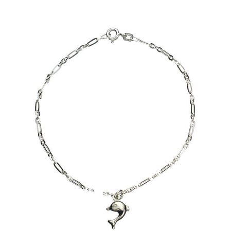 Sterling Silver Dolphin Charm Bracelet Anklet Italy