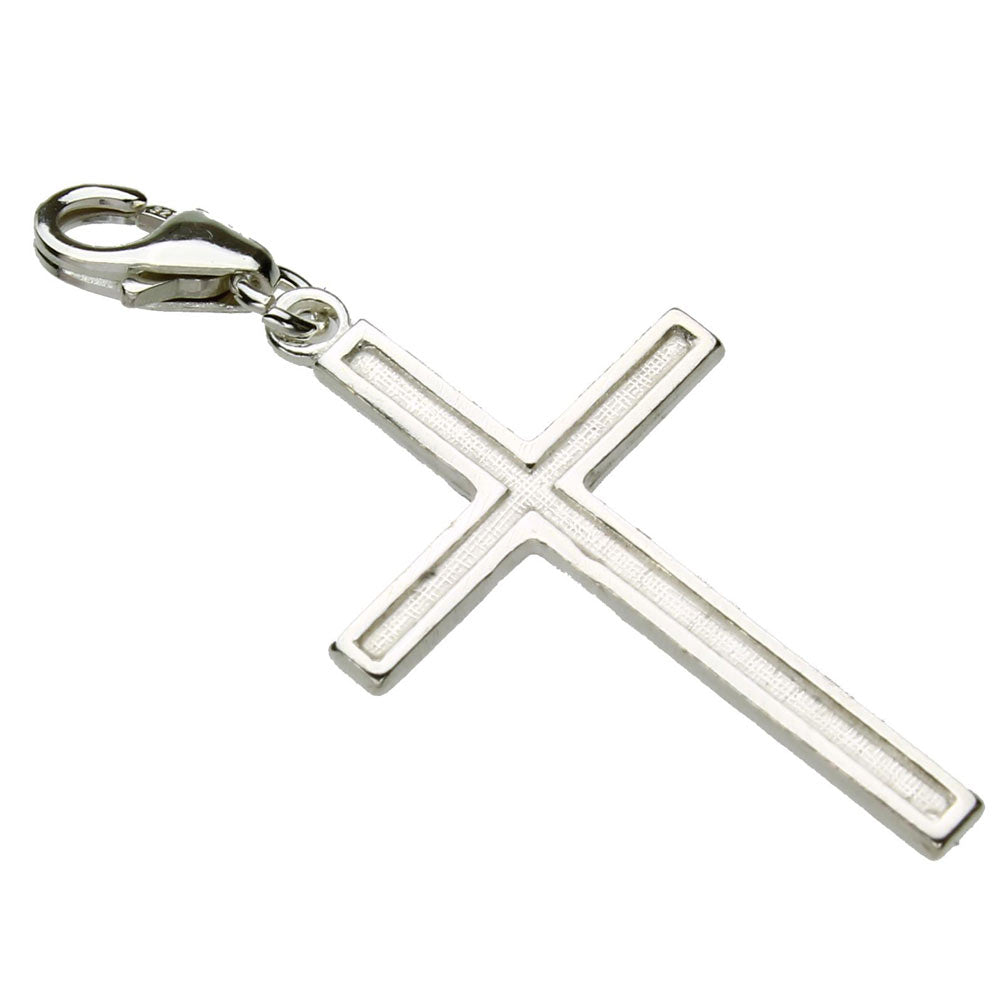 Sterling Silver Cross Lobster Clasp Clip-On Dangle Charm@c