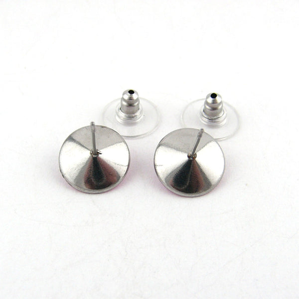 Stainless Steel Stud Post Earrings 12mm Volcano-color Crystal Rivoli