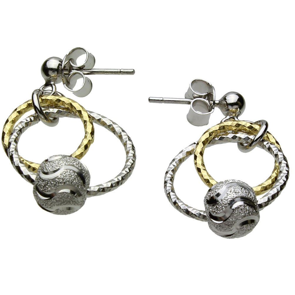 Sterling Silver Rings Beads Diamond-Cut Ball Nickel Free Italy Earrings