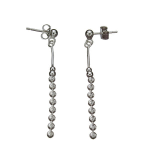 Sterling Silver Diamond-Cut Moon Round Beads Italy, Earrings