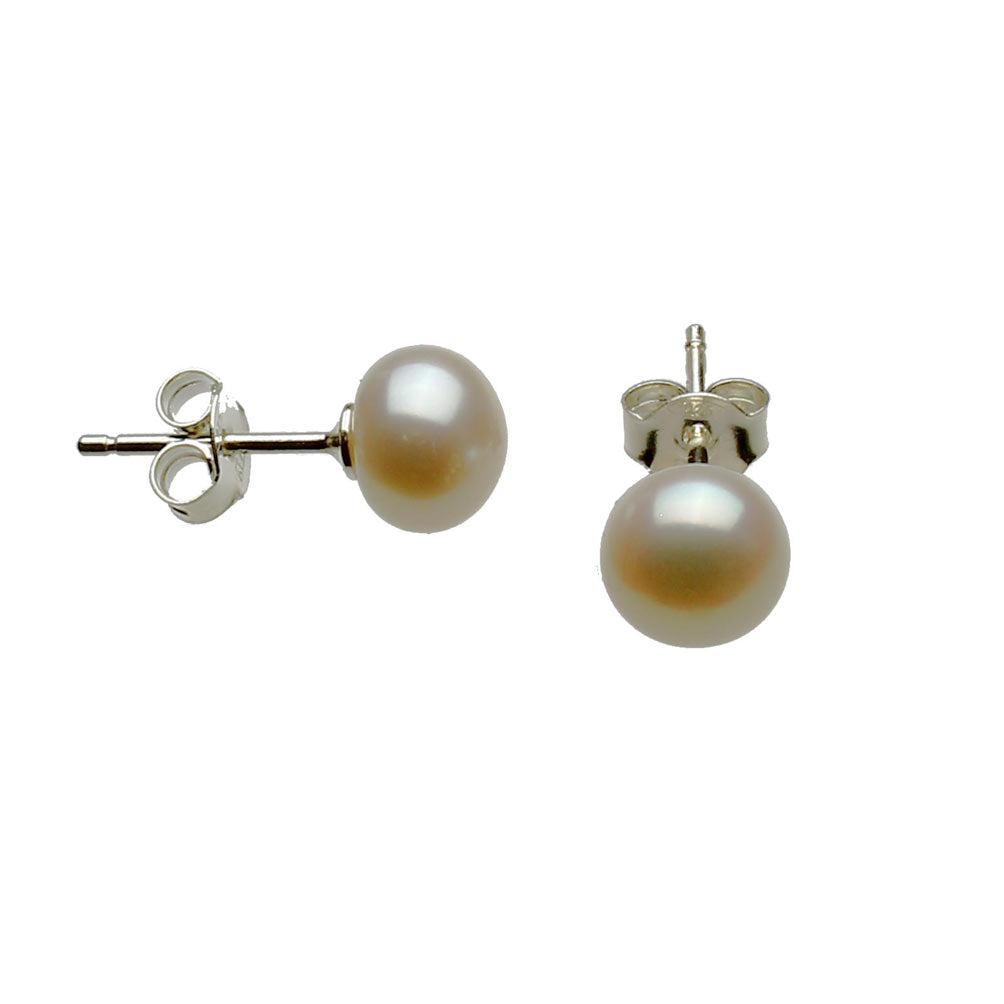 White Freshwater Cultured Pearl Stud Sterling Silver Earrings