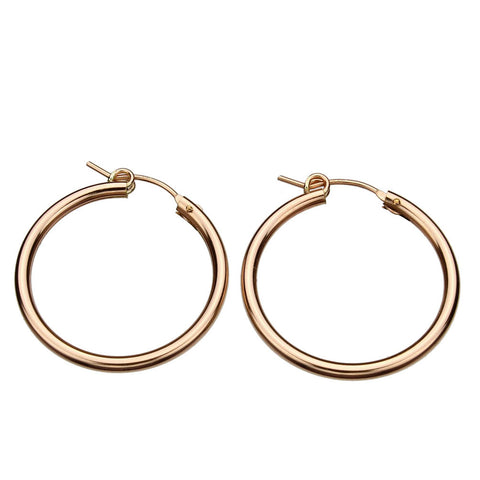 14k Rose Gold-Filled Tubular Hoop Earrings 2x27mm Click Top Close