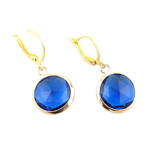 Large Faceted Glass Gold-Plated Sterling Silver Leverback Earrings