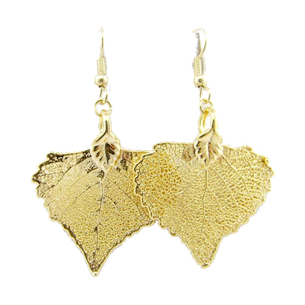 Gold-Plated Cottonwood Leaf Earrings