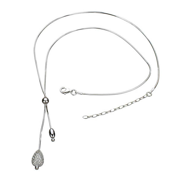 Sterling Silver Diamond-Cut Snake Chain Y-Shaped Necklace, 16 inches+2 inches Extender