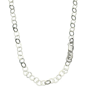 Sterling Silver 4mm Flat Round Link Circle Nickel Free Chain Necklace Italy