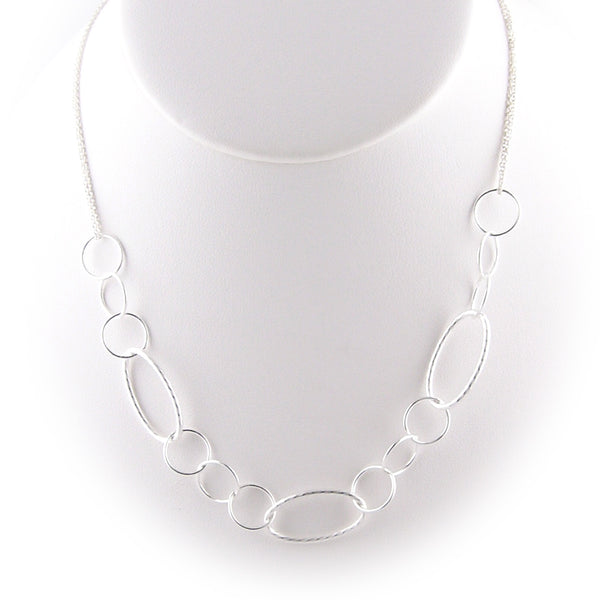 Sterling Silver Twist Ring Circle Large Links Necklace European Large Hole Beads