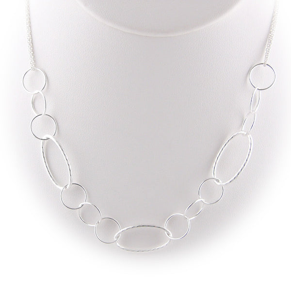 Sterling Silver Twist Ring Circle Large Links Necklace European Large Hole Beads