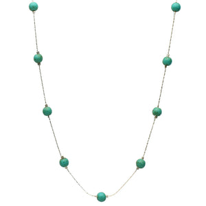 Simulated Turquoise Stone Illusion Station Scatter Sterling Silver Chain Necklace
