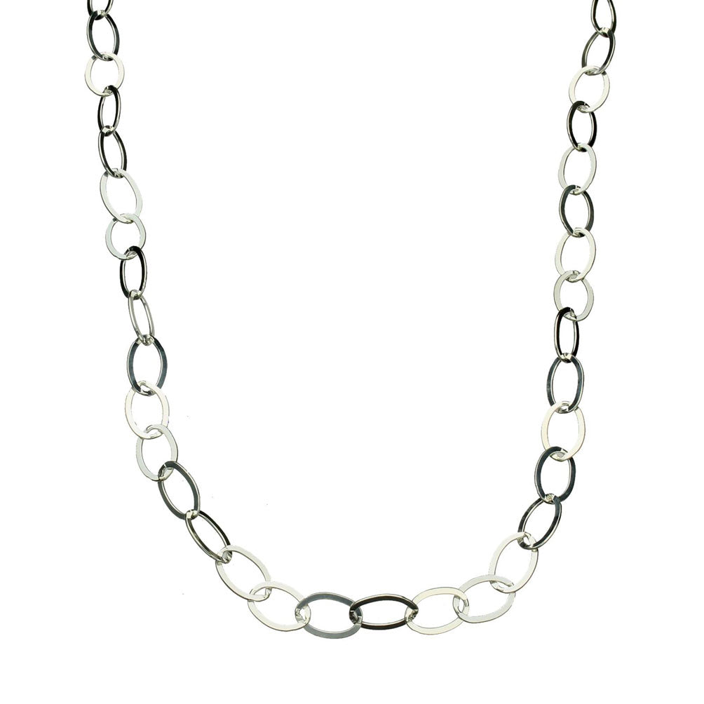 Sterling Silver 5x8mm Flat Oval Nickel Free Chain Necklace