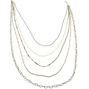18k Gold-Flashed Sterling Silver Multi-strand Long Layered Chain Necklace Italy, 36 inches