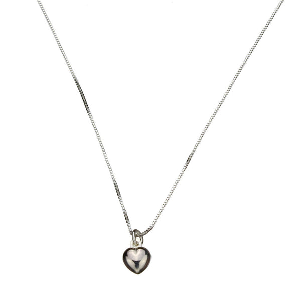Sterling Silver Tiny Heart Charm Box Chain Nickel Free Necklace Italy