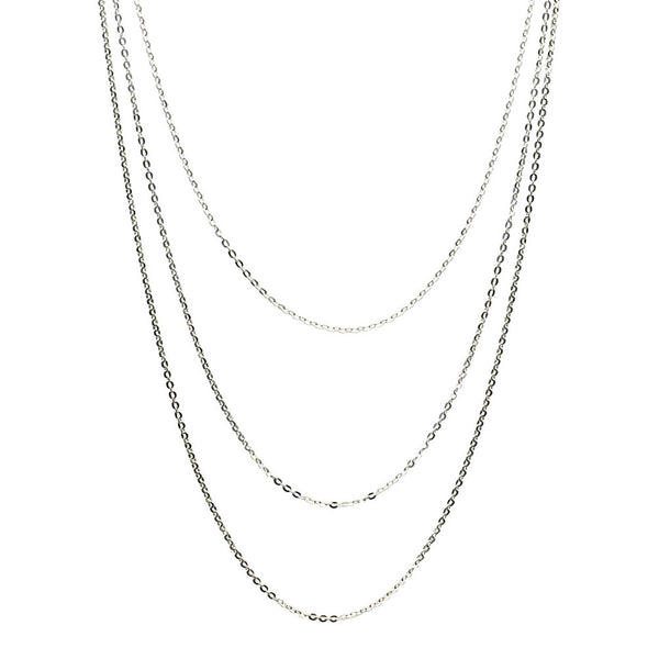 Multi-strand Sterling Silver Flat Fine Cable Nickel Free Chain Necklace, 18 inches-22 inches + 2 inches Extender