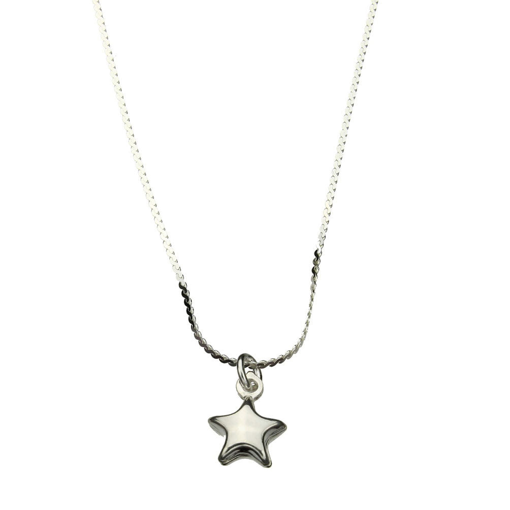 Sterling Silver Tiny Star Charm Box Nickel Free Chain Necklace Italy