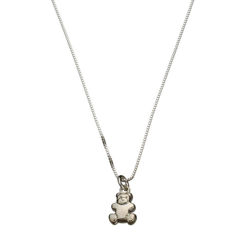 Sterling Silver Tiny Teddy Bear Charm Box Chain Nickel Free Necklace Italy