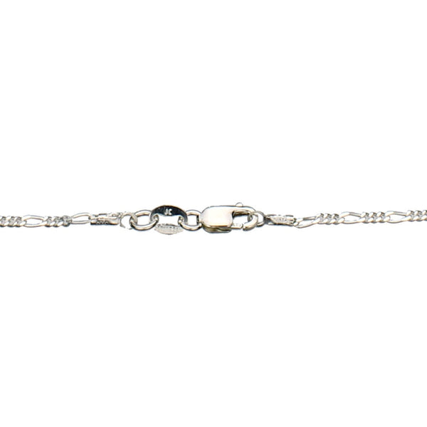 Floating Sterling Silver Figaro Chain with Silver-Plated Fancy Ball Necklace