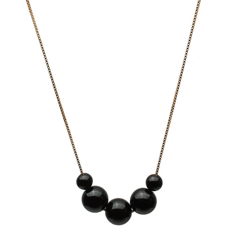 Black Onyx Stone Station 18k Gold-Flashed Sterling Silver Box Chain Necklace