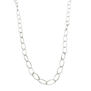 Sterling Silver Marquise-shaped Link Nickel Free Chain Necklace