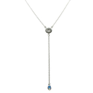 Sterling Silver Briolette Crystal Teardrop Y-Shaped Necklace