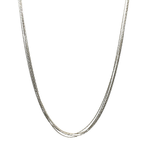 Multi-Strand Sterling Silver Chain Necklace Adjustable Extender