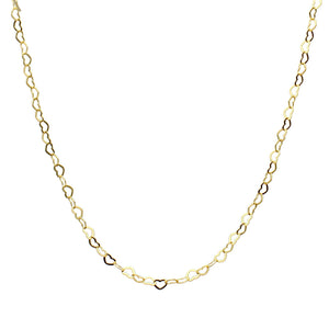 18k Gold-Flashed Flat Heart Sterling Silver Nickel Free Chain Necklace Italy