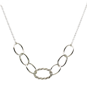 Sterling Silver Round Large Twist Oval Links Cable Chain Necklace 17 inches+2 inches