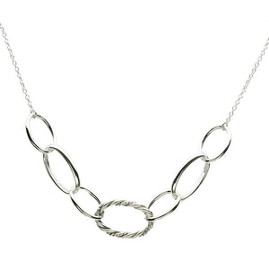 Sterling Silver Large Twist Oval Links Cable Chain Necklace 17 inches+2 inches