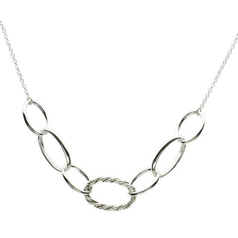 Sterling Silver Large Twist Oval Links Cable Chain Necklace 17 inches+2 inches