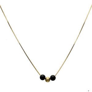 Black Onyx Stone Station 18k Gold-Flashed Sterling Silver Bead Box Chain Necklace