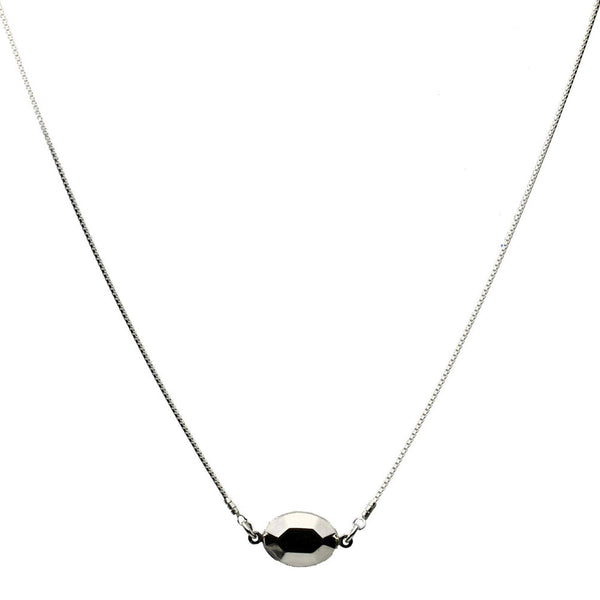 Sterling Silver Faceted Hollow Bead Box Chain Necklace Adjustable