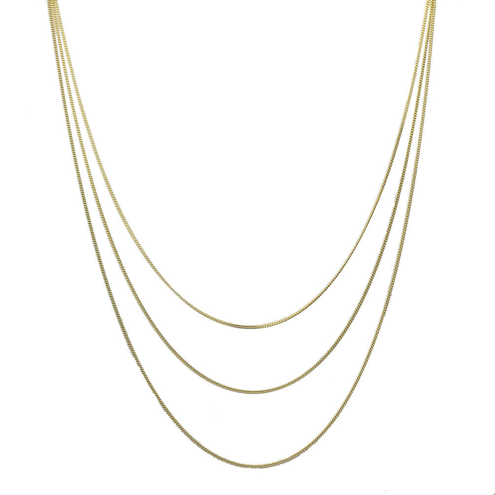 18k Gold-Flashed Sterling Silver Multi-Strand Curb Chain Necklace Italy 16-20 plus 2 inches Extender