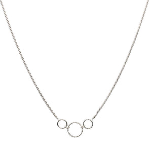 Sterling Silver Chain Hammered Round Circles D/C Rope Station Necklace Extender 19 inches+2 inches