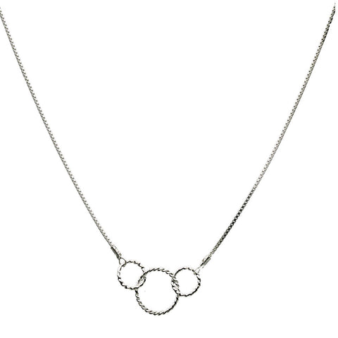 Rope-style Twist Rings Sterling Silver Box Chain Necklace With 2 inches Extender
