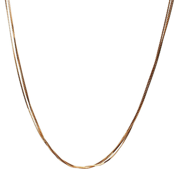 Multi-Strand Gold-Flashed Sterling Silver Serpentine Chain Necklace Italy 16 inches+2 inches Extender