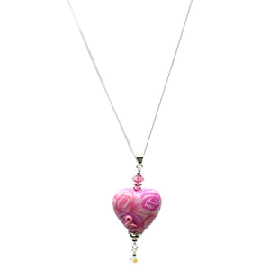Artisan Breast Cancer Survivor Heart Pendant Sterling Silver Chain Necklace 18 inches 