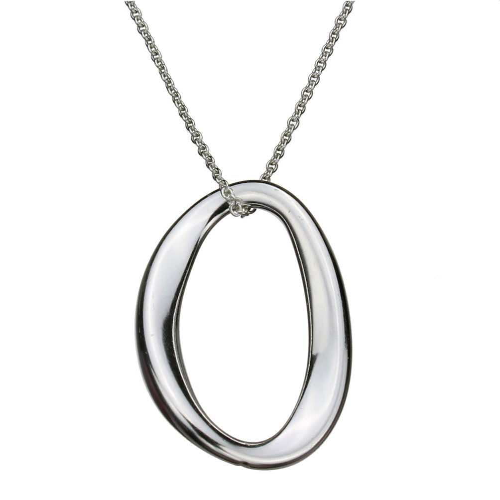 Sterling Silver Mobius Twist  inchesO inches Slide Pendant Cable Chain Necklace Italy, 